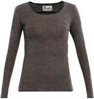 Shirt merino wol bruin-zwart melange