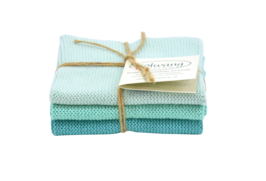 Light petrol combi, set of 3 dishcloths