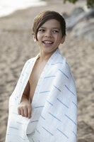 Paussi linen bathtowel, white-rainy blue