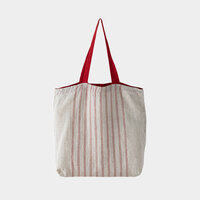 Jumelles natural / red, linen tote bag