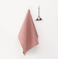 Rood-naturel gestreept, linnen theedoek