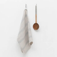 Theedoek van rustiek linnen, grijsblauwe brede streep