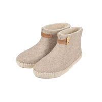 Vilten pantoffel met suède zool hoog grijs