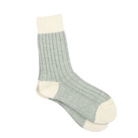 Alpaca-merino bedsokken, pastelgroen-creme